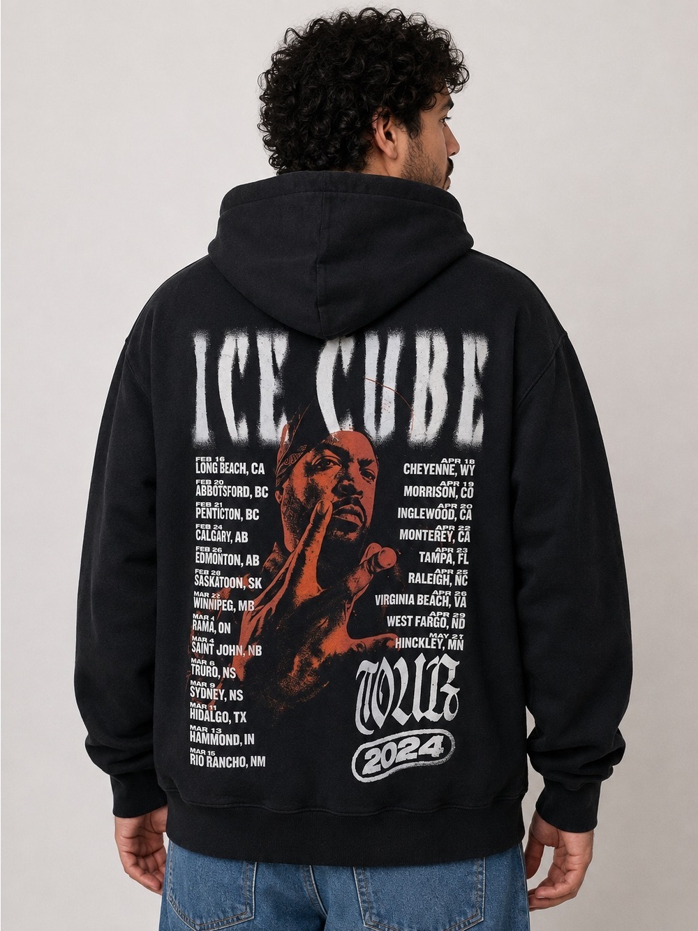Ice Cube 2024 Tour Zip Up Hoodie - Size Mens Medium - Black